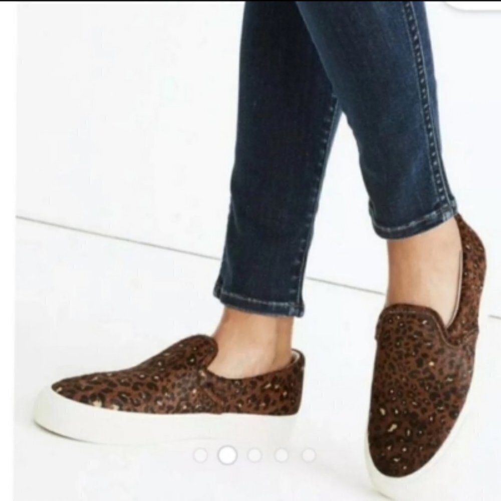 Madewell cloudlift sidewalk slip on mini leopard calf hair 6 NEW